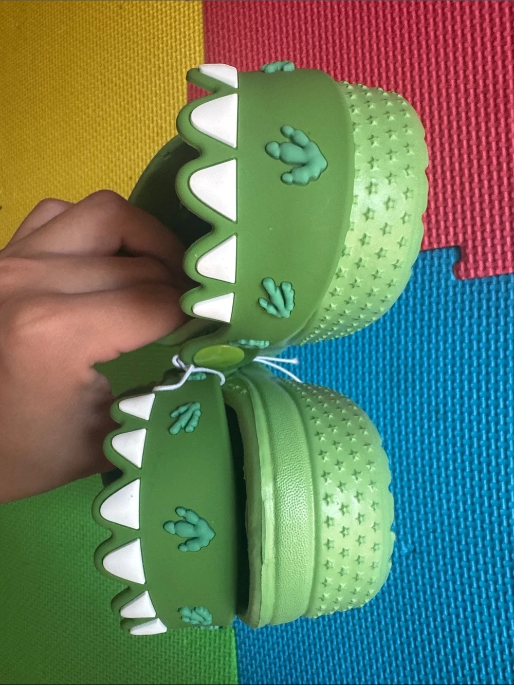Green Dino Kids Sandals - Lightweight Slip-On Clogs